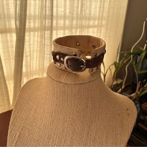 Leather Cuff Bracelet With Buckle Closure